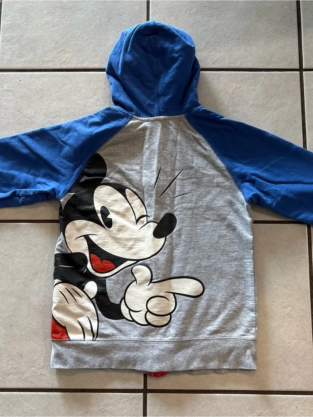 Disney Parks Mickey Mouse Zip Up Hoodie Boys Youth Medium M 7 8 Grey Blue Raglan